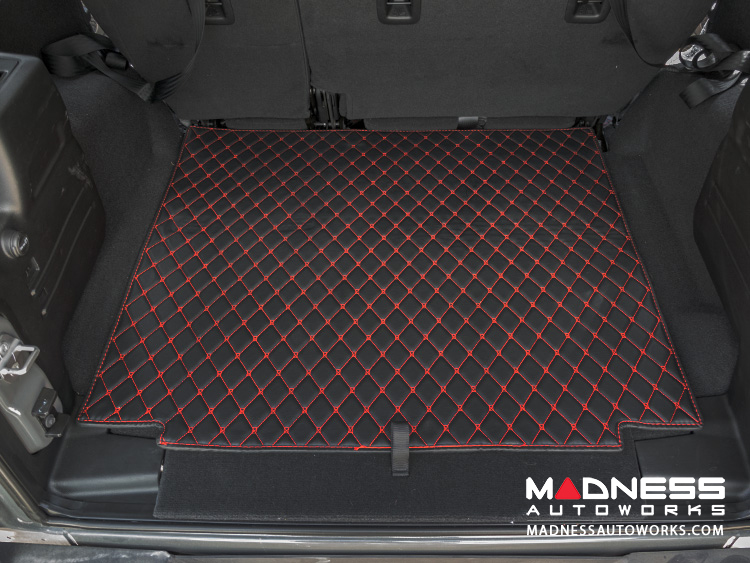 Jeep Wrangler JL Cargo Mat - Black w/ Red Stitching 